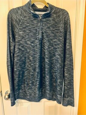Abercrombie & Fitch Men's Marled Blue Quarter-Zip Sweater, Size Small